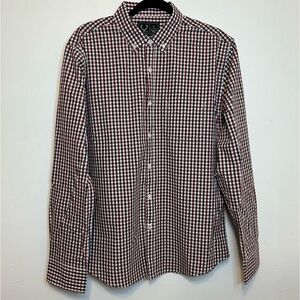 Luke & Dutch Men’s Sz Large L Checkered Red White Black Button Down Collar Shirt